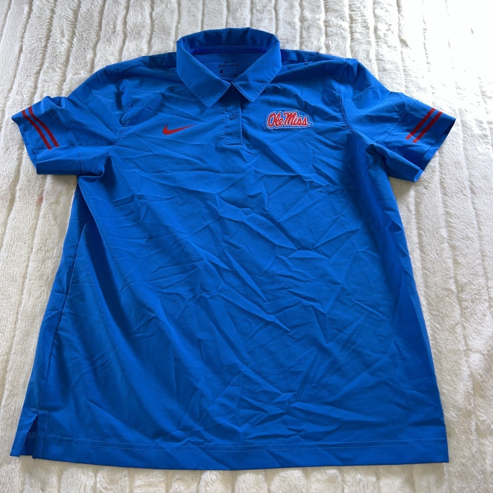 Nike Ole Miss Rebels Dry-Fit Polo Powder Blue On Field Apparel Men's Medium